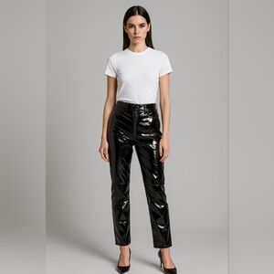 H&M Black High-Shine Faux Leather Pants – Size EUR 38 / US 8